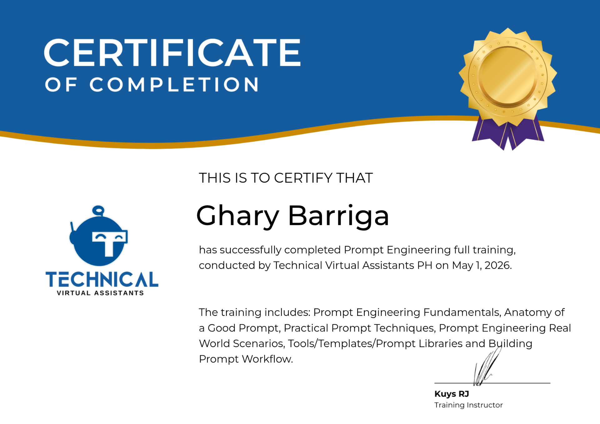 Prompt Engineering certificate